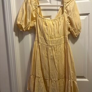 Yellow Puff Sleeve Dress